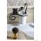 SAPHO - REBECCA - Fali fogmosópohár, fogkefetartó - Fehér kerámia, festett fekete acél