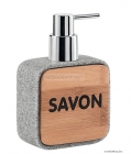 GEDY - NORA - Folyékony szappan adagoló, 200ml - Pultra helyezhető - Bambusz, kőhatású poliészter gyanta