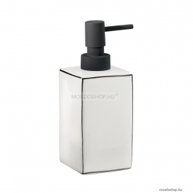 GEDY - LUCREZIA - Folyékony szappan adagoló, 400ml - Pultra helyezhető - Fehér kerámia, fekete műanyag