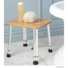 SAPHO - Fürdőszobai szék - Állítható magasságú - Vízálló bambusz ülőkével, alumínium lábakkal (AE865)