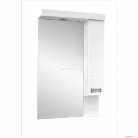 VIVA STYLE - SZQUARE - Tükrös fürdőszobai szekrény LED világítással, jobbos oldalszekrénnyel, 55x90cm - Fehér