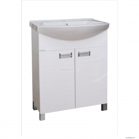 VIVA STYLE - SZQUARE - Mosdószekrény, fürdőszoba mosdó bútor (fehér) - Kerámia mosdóval, 75cm