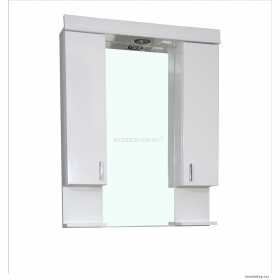 VIVA STYLE - Tükrös fürdőszobai szekrény LED világítással, dupla oldalszekrénnyel, 85x90cm - Fehér (1E850)