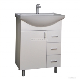 VIVA STYLE - BIANKA - Mosdószekrény, fürdőszoba mosdó bútor (fehér), 3 fiókos - Kerámia mosdóval, 65cm