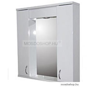 VIVA STYLE - Tükrös fürdőszobai szekrény LED világítással, dupla oldalszekrénnyel, 61x69cm - Fehér (C5)