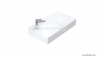 SANOVIT - STANCE - Aszimmetrikus mosdó, kis kézmosó - Kerámia, 55x33 cm, bal csaplyukas - Pultra, bútorra szerelhető