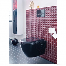SAPHO - PAULA - Függesztett WC - Fekete magasfényű kerámia, 35,5x50cm