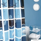 DIPLON - Zuhanyfüggöny textil függönykarikával - Tengeri motívumokkal díszítve, 180x200cm (CN7321)