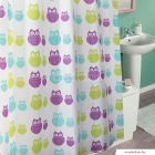 DIPLON - Zuhanyfüggöny textil függönykarikával - Bagoly mintás, 180x200cm 