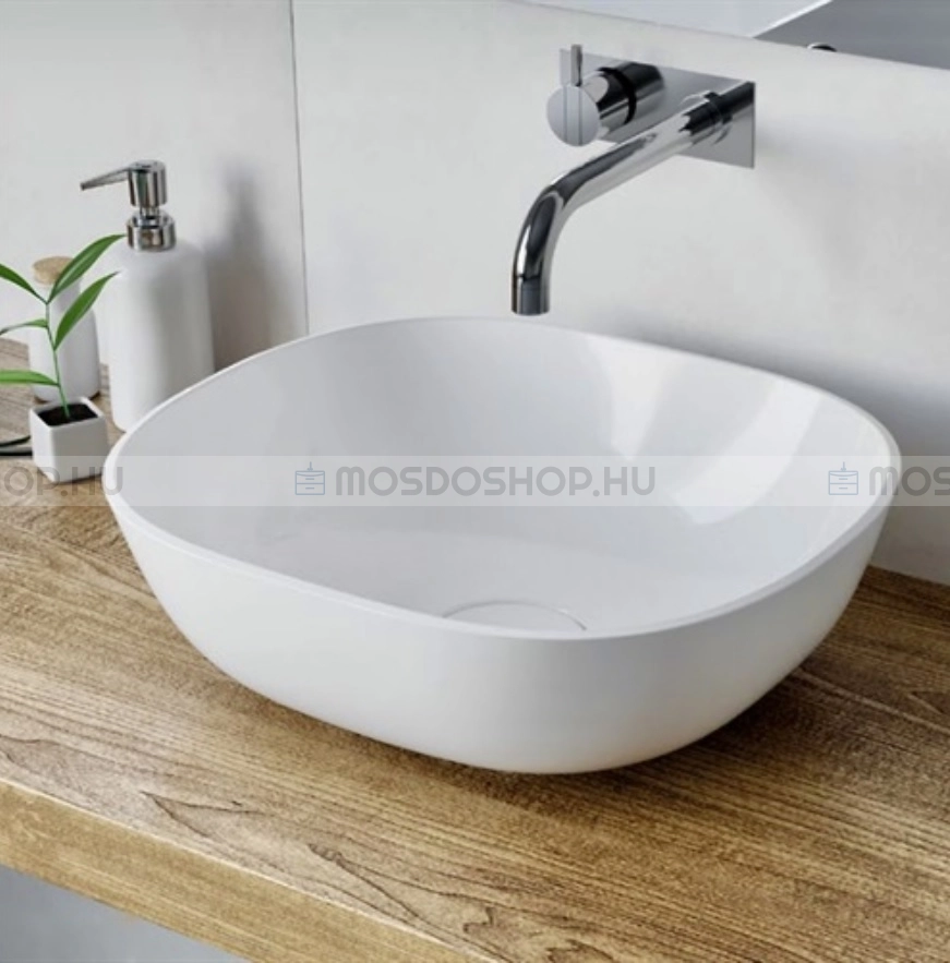 MARMY CARRARA M - Mosdó, mosdótál, mosdókagyló - 40x35 cm - Ovális - Pultra, bútorra ültethető 