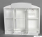 AQUALINE - RANO - Fürdőszobai tükrös szekrény világítással, konnektorral - 59x51 cm - Nyílóajtós, fiókos - Fehér műanyag