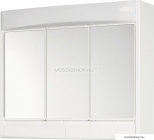 AQUALINE - SAPHIR - Fürdőszobai tükrös szekrény világítással, konnektorral - 60x51 cm - Nyílóajtós, fiókos - Fehér műanyag