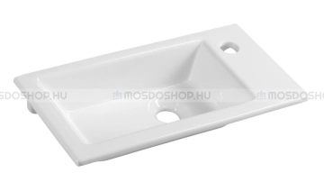 AQUALINE ZUNO - Mosdó, kis kézmosó, mosdókagyló - Kerámia, 50x25 cm - Bútorra, falra szerelhető