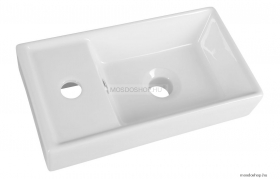 AQUALINE - Mosdókagyló, kis kézmosó mosdó - Kerámia 40x22cm - Pultra, bútorra ültethető (DD4022)