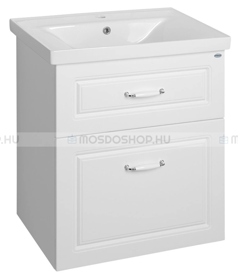 AQUALINE FAVOLO Mosdószekrény fürdőszoba mosdó 61 5x72 5cm 2 fiókos (mosdókagyló nélkül - Matt fehér - MDF - Csak fiókos mosdó szekrény, függesztett mosdó alatti bútor