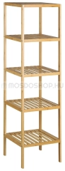 AQUALINE BAMBUS Polcos szekrény állvány fürdőszoba 5 szintes 37x141cm bambusz - Bambusz - Alacsony álló fürdőszoba szekrény, fürdőszoba bútor