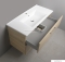 AQUALINE - VEGA - Mosdószekrény, fürdőszoba mosdó bútor 97x60cm - Fiókos - Sonoma tölgy - Kerámia mosdóval (ZUNO)-100 cm