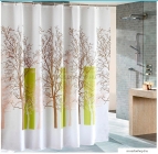 AQUALINE - Textil zuhanyfüggöny függönykarikával, 180x180cm - Szövet - Fa mintás (ZP009-180)
