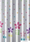 AQUALINE - Textil zuhanyfüggöny függönykarikával, 180x180cm - Szövet - Virágos (ZV025)