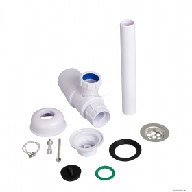 LAGOON - Mosdó szifon, búraszifon - Fehér műanyag (WJ102)