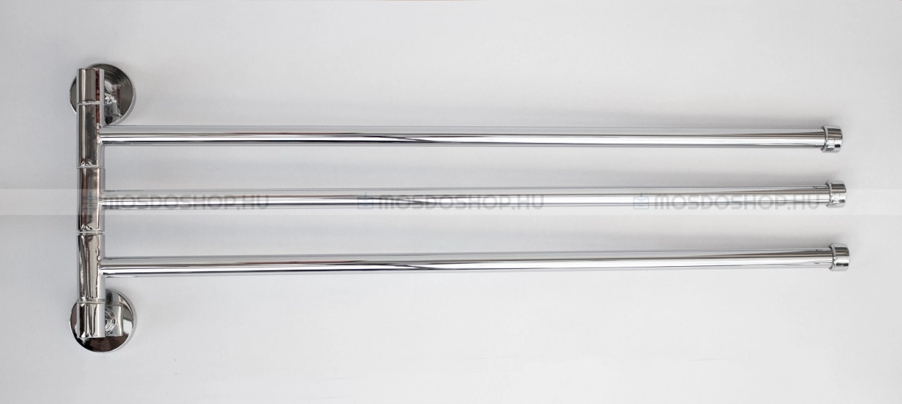 LAGOON Fali lengő törölközőtartó, 3 mozgatható karral, 46cm - Krómozott fém (M603)