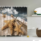 LAGOON - Textil zuhanyfüggöny függönykarikával 180x200cm - Tenger csillag család