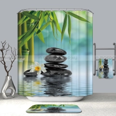 LAGOON Textil zuhanyfüggöny függönykarikával 180x200cm - Feng shui bambusszal