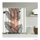 LAGOON - Textil zuhanyfüggöny függönykarikával 180x200cm - Levél ábra mintás 