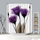 LAGOON - Textil zuhanyfüggöny függönykarikával 180x200cm - Lila virágok