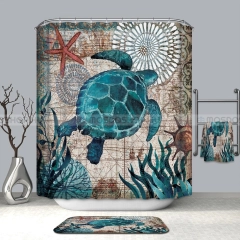 LAGOON Textil zuhanyfüggöny függönykarikával 180x200cm - Teknős