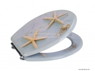 LAGOON - MDF WC ülőke, tető rozsdamentes zsanérokkal - Tengeri csillag mintás