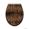 LAGOON - MDF WC ülőke, tető rozsdamentes zsanérokkal - Sötétbarna fa mintás