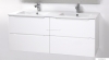 HB BÚTOR - ELIT 120 - Fali mosdószekrény, fürdőszoba mosdó bútor, 4 fiókkal, dupla kerámia mosdóval - Magasfényű fehér