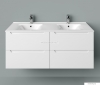 HB BÚTOR - ELIT 120 - Fali mosdószekrény, fürdőszoba mosdó bútor, 4 fiókkal, dupla kerámia mosdóval - Magasfényű fehér