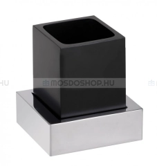 BEMETA GAMMA - Fali fogmosópohár, fogkefetartó - Fekete műanyag, krómozott réz (145411012)(XS105B)