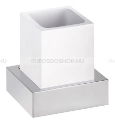 BEMETA GAMMA - Fali fogmosópohár, fogkefetartó - Fehér műanyag, krómozott réz (145511012)(XS105W)