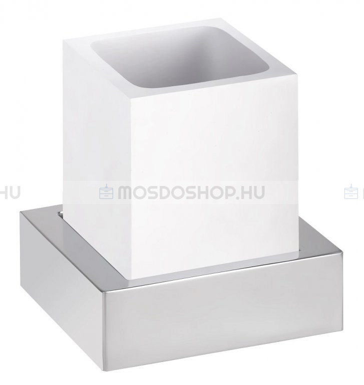 BEMETA GAMMA - Fali fogmosópohár, fogkefetartó - Fehér műanyag, krómozott réz (145511012)(XS105W)