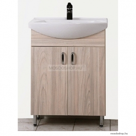 HB BÚTOR - ALABAMA - Mosdószekrény, fürdőszoba mosdó bútor, 2 nyílóajtóval, kerámia mosdóval - Akác színű