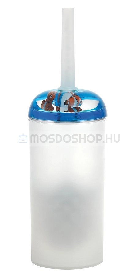 AQUALINE PYXIS WC kefe tartó gyermekeknek álló tetejében halacskákkal - Fehér, belül hal figurákkal - Műanyag - WC kefe tartó (padlóra tehető)