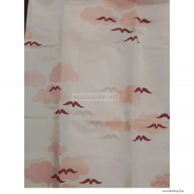 DIPLON - Zuhanyfüggöny függönykarikával, 180x200cm - Textil - Rózsaszín-bézs madaras (CN73100)