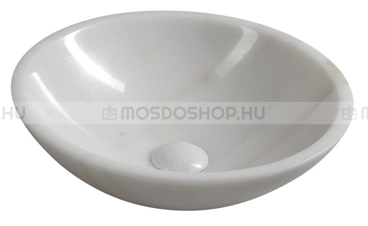SAPHO BLOK - Kőmosdó, mosdótál, mosdókagyló, D40cm - Fehér - Pultra, bútorra ültethető (2401-34)