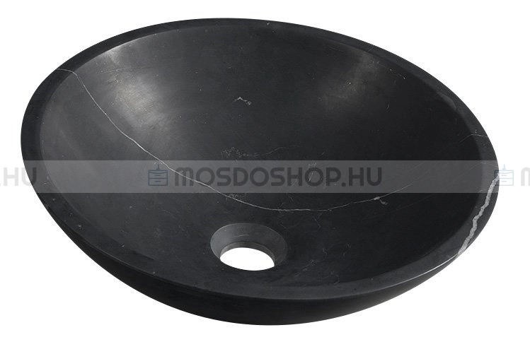 SAPHO BLOK - Kőmosdó, mosdótál, mosdókagyló, D40cm - Matt fekete - Pultra, bútorra ültethető (2401-35)