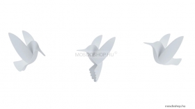 UMBRA - HUMMINGBIRD - Fali dekoráció szett (9db) - Kolibris, öntapadós - Fehér
