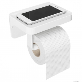 UMBRA - FLEX - WC papír tartó integrált polccal, vákuumos tapadókoronggal - Fehér