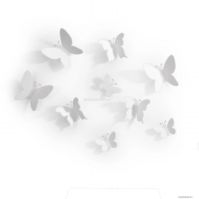 UMBRA - MARIPOSA - Fali dekoráció szett - Öntapadós, pillangó formájú - Fehér