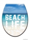 LAGOON - MDF WC ülőke, tető rozsdamentes zsanérokkal - Beach Life feliratos