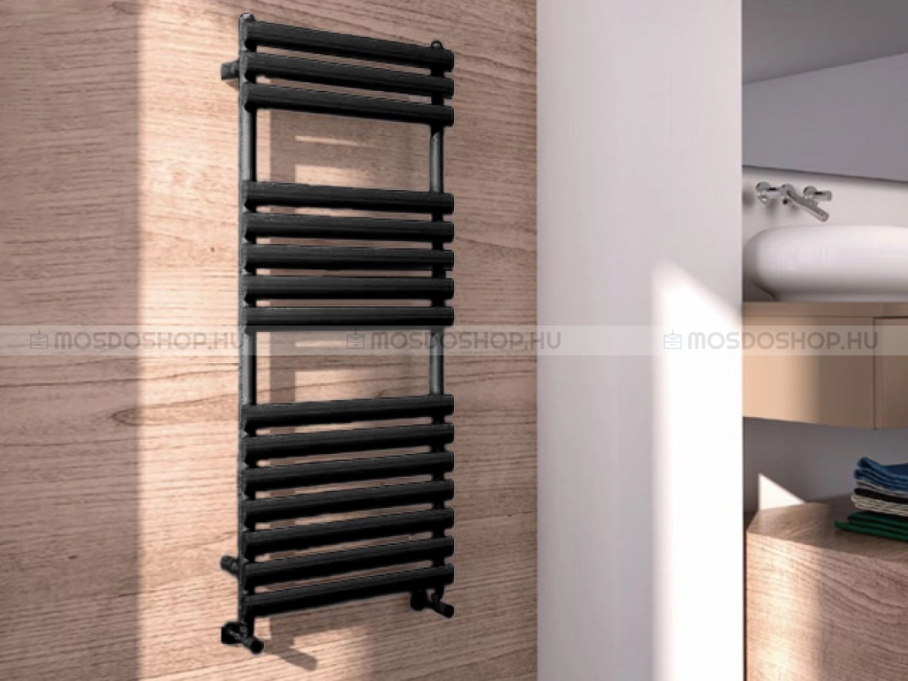 AREZZO DESIGN - MOON ANTRACIT - Törölközőszárítós radiátor, 632W, 50x119 cm - Antracit színű acél