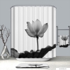 LAGOON - Textil zuhanyfüggöny függönykarikával 180x200cm - Vízililiom mintás (ZF65)