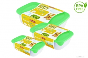 CURVER - FRESH GO - Ételtároló szett 3db, BPA-mentes, zöld - Műanyag (249417)