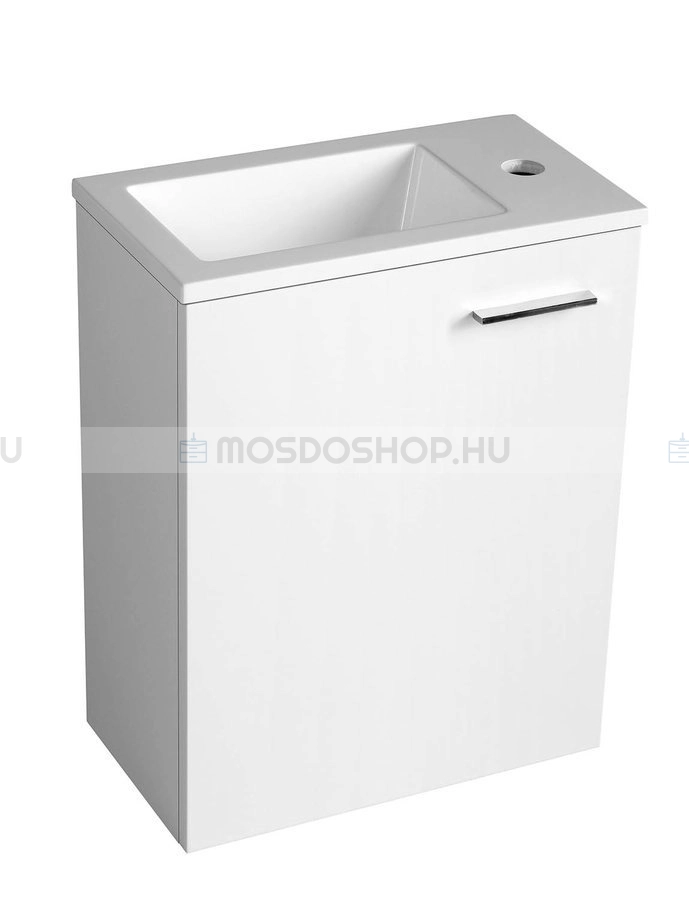 AQUALINE - KERAMIA FRESH LM420 - Fali mosdószekrény, fürdőszoba mosdó bútor 50x39,5cm - Magasfényű fehér - mosdóval, 40cm, KIFUTÓ